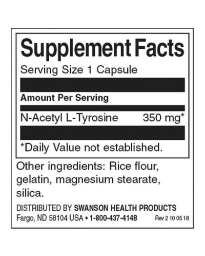N-Acetyl L-Tyrosine, 350 mg, 60 капсули, Swanson - 2