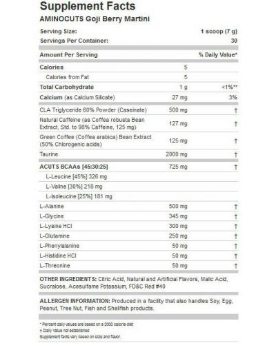Amino Cuts A:CUTS, синя малина, 210 g, AllMax Nutrition - 2