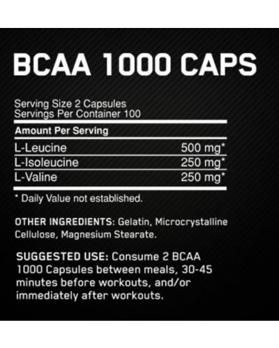 BCAA 1000, 400 капсули, Optimum Nutrition - 2