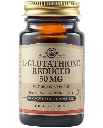 L-Glutathione, 50 mg, 30 растителни капсули, Solgar - 1