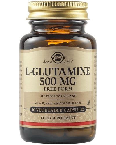 L-Glutamine, 500 mg, 50 растителни капсули, Solgar - 1