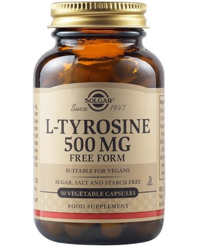 L-Tyrosine, 500 mg, 50 растителни капсули, Solgar - 1