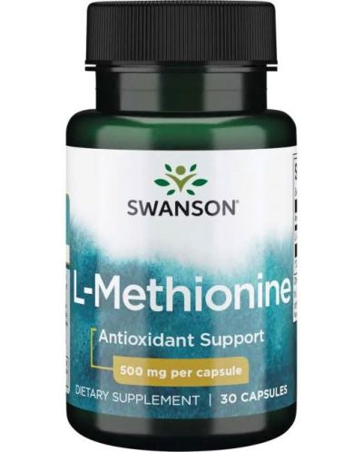 L-Methionine, 500 mg, 30 капсули, Swanson - 1