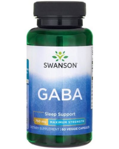 GABA, 750 mg, 60 растителни капсули, Swanson - 1