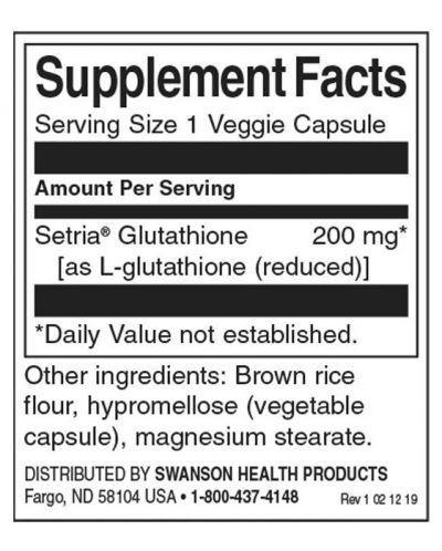 Glutathione, 200 mg, 60 растителни капсули, Swanson - 2