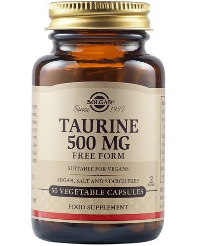 Taurine, 500 mg, 50 растителни капсули, Solgar - 1