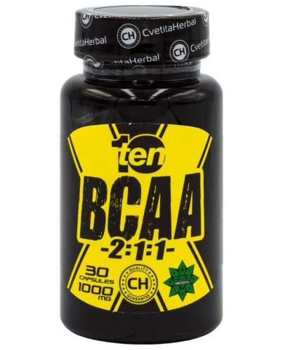 10/ten BCAA 2:1:1, 1000 mg, 30 капсули, Cvetita Herbal - 1