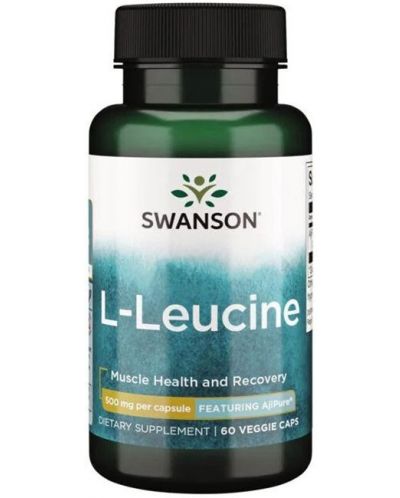 L-Leucine, 500 mg, 60 растителни капсули, Swanson - 1