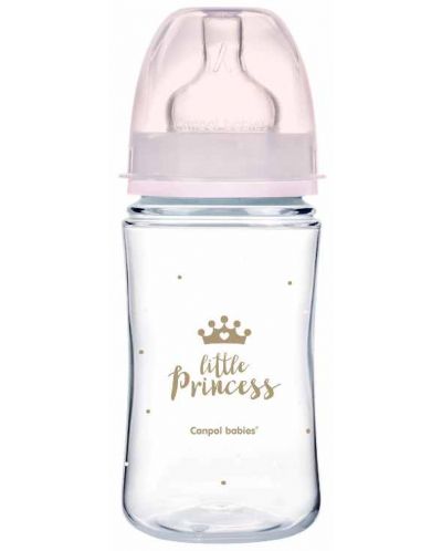 Антиколик шише Canpol Easy Start - Royal Baby, 240 ml, розово - 1