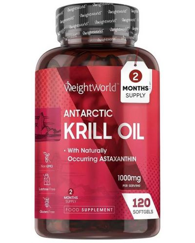 Antarctic Krill Oil, 120 софтгел капсули, Weight World - 1
