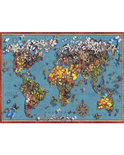 Пъзел Anatolian от 1000 части -  Световна карта с пеперуди, Гари Уолтън - 2