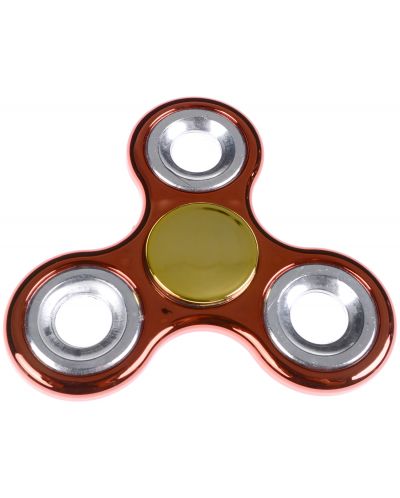 Антистресова играчка Fidget Spinner - Хромиран, червен/златист - 1