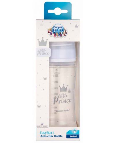 Антиколик шише Canpol Easy Start - Royal Baby, 240 ml, синьо - 3