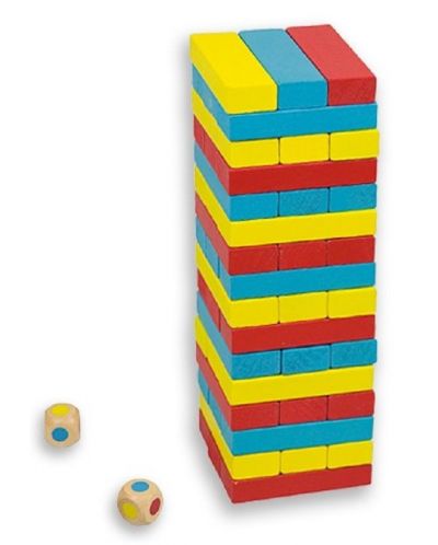 Дървена игра за баланс Andreu Toys - Цветна кула - 1