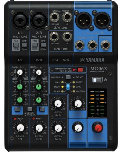 Аналогов миксер Yamaha - Studio&PA MG 06 X, черен/син - 2