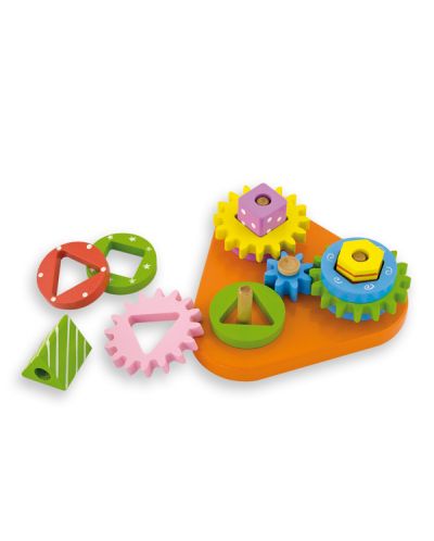 Дървена играчка Andreu toys – Триъгълна низанка със зъбни колела - 2