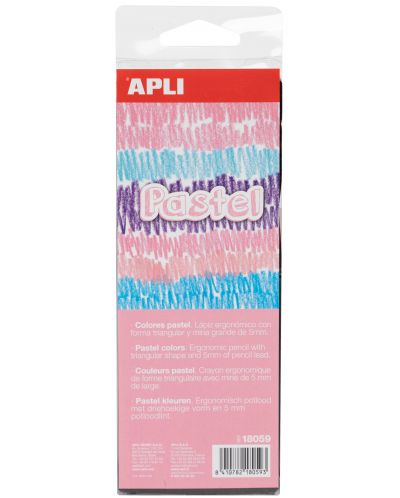 Комплект цветни джъмбо моливи APLI - 6 цвята, пастел - 2
