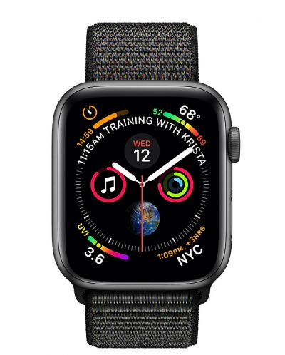 Смарт часовник Apple S4 - 44mm, сив, черен loop - 3