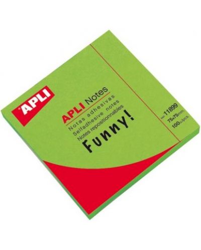 Самозалепващи листчета Apli, зелен неон, 75 x 75 mm, 100 броя - 1