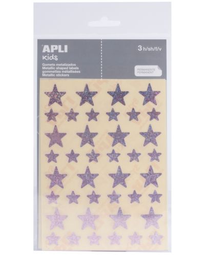 Комплект стикери Apli - Звездички, розов звезден прах, 3 листа - 1