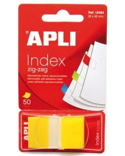 Индекс листчета Apli Зиг-заг, жълти, 25 х 45 mm, 50 броя - 1