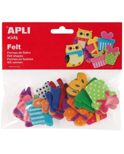 Комплект фигурки Apli - Подаръци, от филц, двупластови, 18 броя - 1