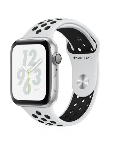 Смарт часовник Apple Nike + S4 - 44mm, сребрист, сребриста/черна силиконова каишка - 1
