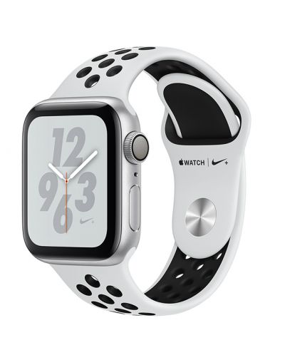 Смарт часовник Apple Nike + S4 - 40mm, сребрист, сребриста/черна силиконова каишка - 1