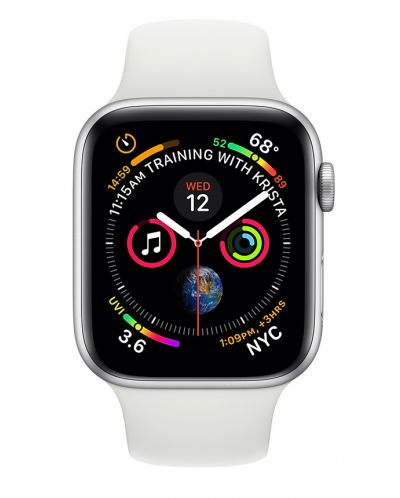 Смарт часовник Apple S4 - 40mm, сребрист, бяла силиконова каишка - 3
