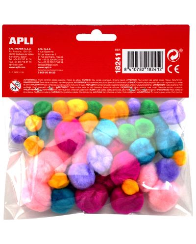 Пухкави цветни помпони APLI - 50 броя - 2