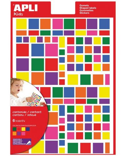 Самозалепващи стикери Apli - Четириъгълници, 7 цвята, 756 броя - 1