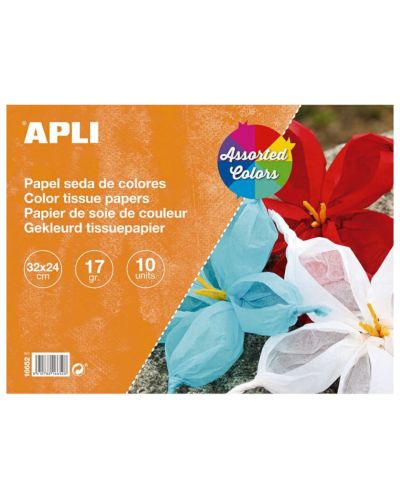 Блокче Apli - Хартия тишу, 10 листа, различни цветове - 1
