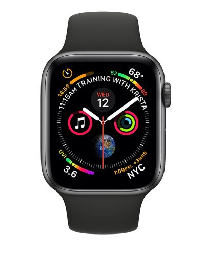 Смарт часовник Apple S4 - 44mm, сив, черна силиконова каишка - 3