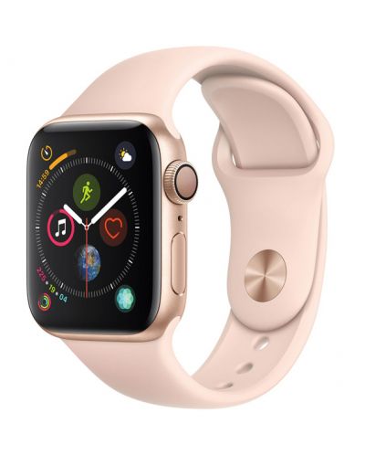 Смарт часовник Apple S4 - 40mm, розов, pink sand силиконова каишка - 1