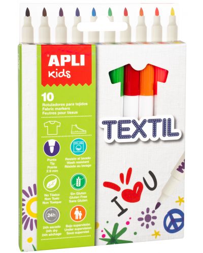 Маркери за рисуване върху текстил APLI - 10 цвята - 1