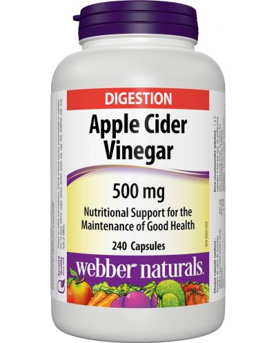 Apple Cider Vinegar, 500 mg, 240 капсули, Webber Naturals - 1