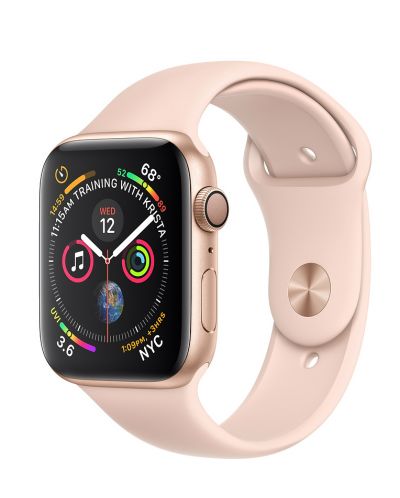 Смарт часовник Apple S4 - 44mm, розов, pink sand силиконова каишка - 1