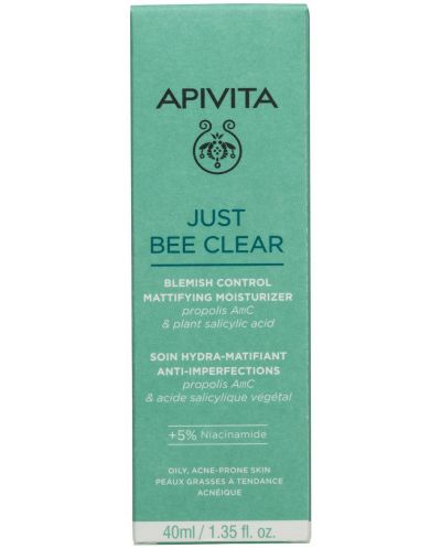 Apivita Just Bee Clear Хидратиращ матиращ крем за лице, 40 ml - 2