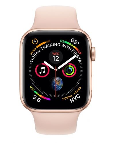 Смарт часовник Apple S4 - 44mm, розов, pink sand силиконова каишка - 3