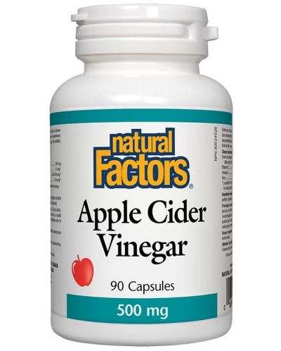 Apple Cider Vinegar, 500 mg, 90 капсули, Natural Factors - 1