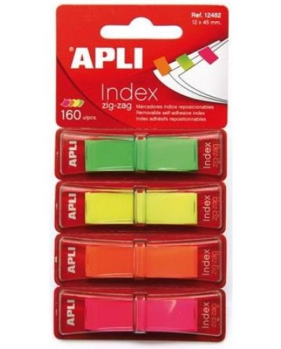Индекс листчета APLI, 4 неонови цвята, 12 х 45 mm, 160 броя - 1