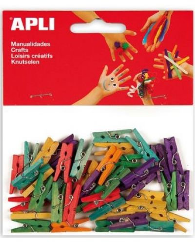 Цветни дървени мини щипчици Apli - 1