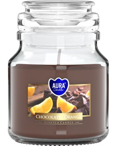 Ароматна свещ в буркан Bispol Aura - Chocolate-Orange, 120 g - 1