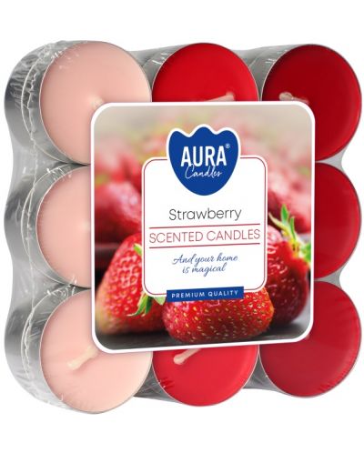 Ароматни чаени свещи Bispol Aura - Strawberry, 18 броя - 1