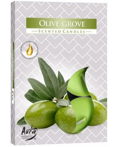 Ароматни чаени свещи Bispol Aura - Olive Grove, 6 броя - 1