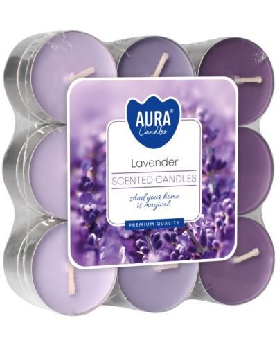 Ароматни чаени свещи Bispol Aura - Lavender, 18 броя - 1