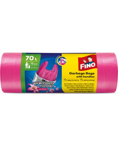 Ароматизирани торби за отпадъци Fino - Premium, 70 L, 15 броя, розови - 1