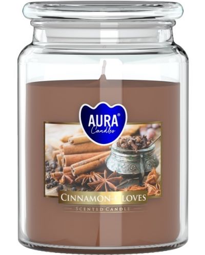 Ароматна свещ в буркан Bispol Aura - Cinnamon-Cloves, 500 g - 1