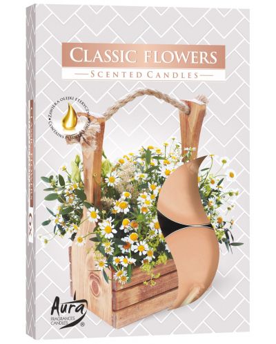 Ароматни чаени свещи Bispol Aura - Класически цветя, 6 броя - 1