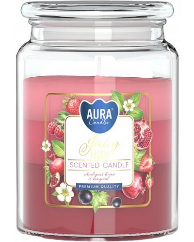 Ароматна свещ Bispol Aura - Вкусни плодове, 500 g - 1
